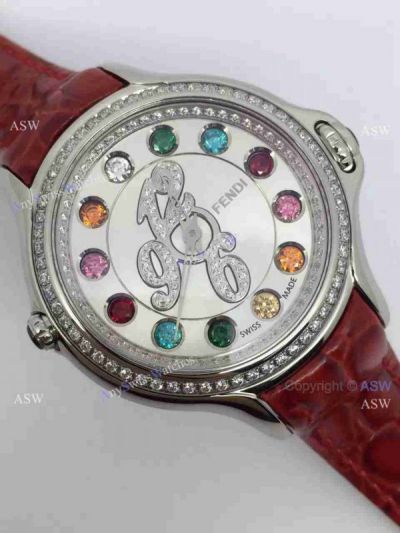 Swiss Replica Fendi Watches Crazy Carats Diamond Case Brown Leather